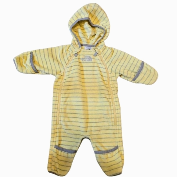 The North Face - 0-3m Unisex Yellow and Gray Fleece Bunting Winter Snow Suit - Picture 1 of 4